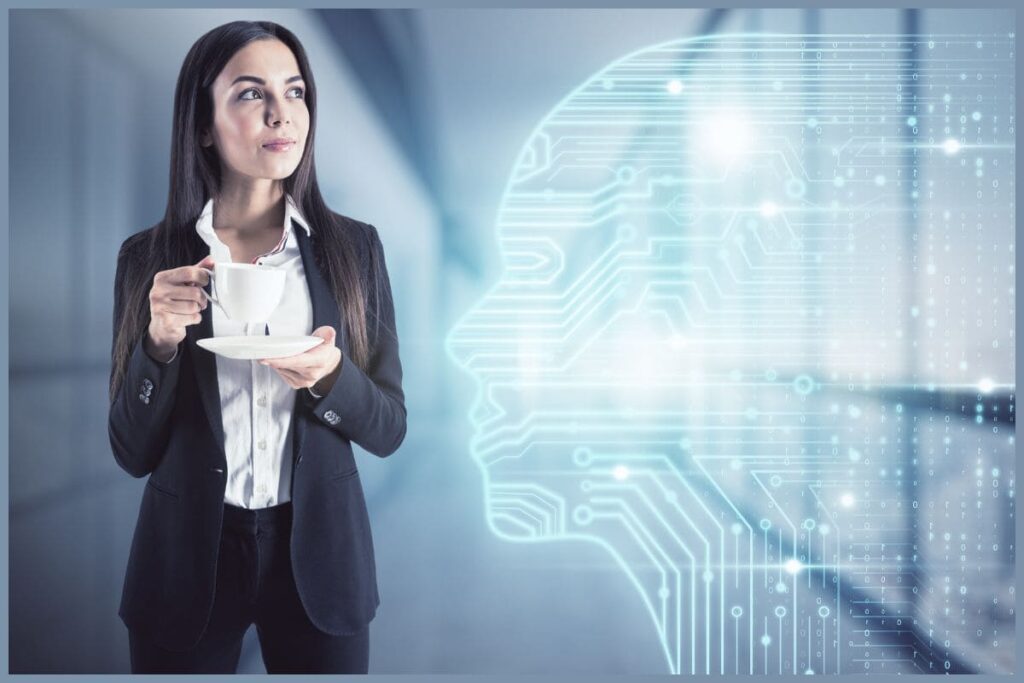 A inteligência artificial refere-se a sistemas ou máquinas que simulam a inteligência humana para realizar tarefas e podem se aprimorar com base nas informações processadas.
Exemplos de IA incluem assistentes virtuais como, por exemplo: a Alexa, sistemas de recomendação da Netflix, e softwares que automatizam processos administrativos.